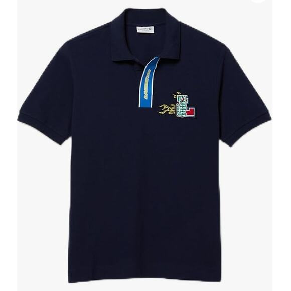 Lacoste Men's Contrast Placket and Crocodile Badge Polo MarineS